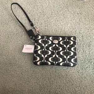 Coach Black and White Wristlet